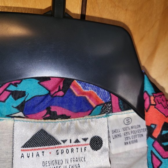 Vintage Aviat Sportif Jacket Windbreaker SMALL Zip Up Inner Line 1990s France F1 - Picture 2 of 7